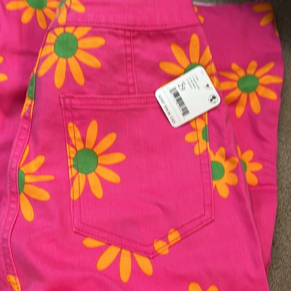 NWT Free People Youthquake Printed Floral Crop Jeans In Lipstick Combo - Picture 4 of 4